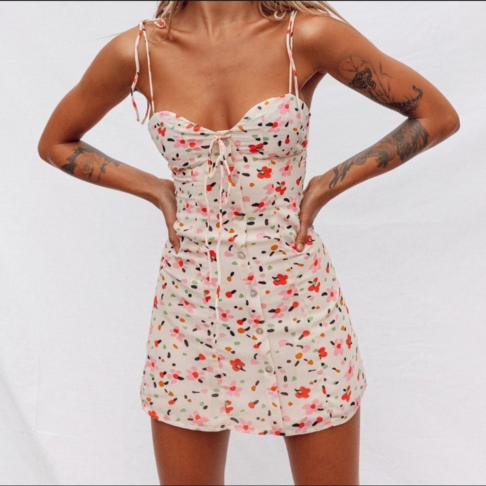 Princess Polly Karla Floral Tie Strap Mini Dress 0